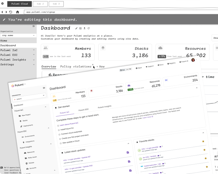 Pulumi Cloud Dashboard